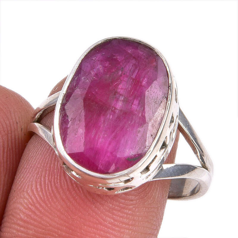 Red Ruby(Simulated) Gemstone Handmade 925 Sterling Silver Gift Ring S.8.5
