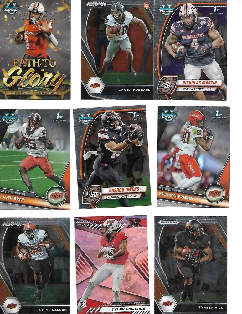 OKLAHOMA STATE COWBOYS 50 CARD LOT - RUDOLPH, HUBBARD, HILL, GORDON, W/ AUTO