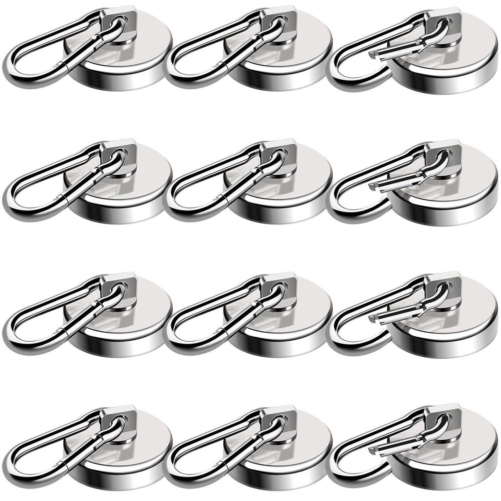 Magnetic Hooks 110LBS Heavy Duty 12-Pack Swivel Carabiner for Garage Kitchen