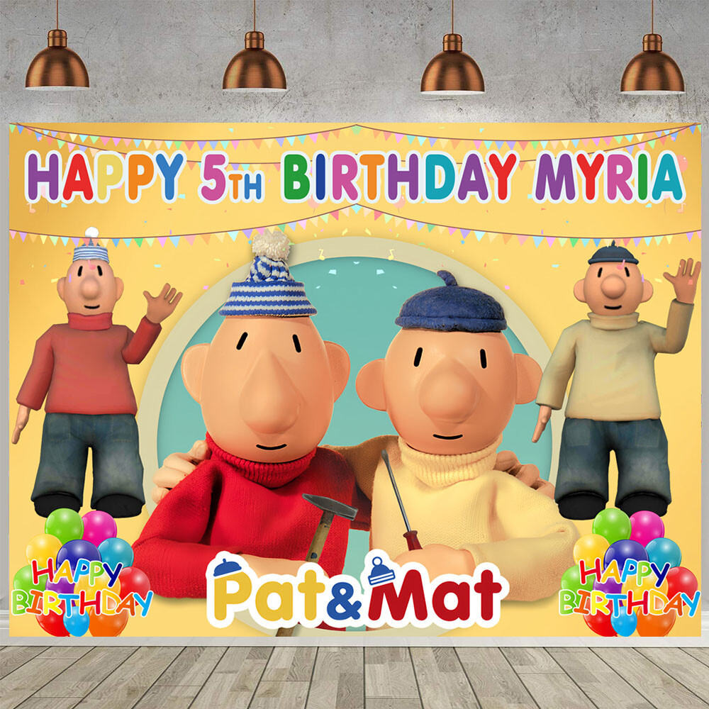 Pat & Mat Custom Birthday Banner Backdrop for Party Decorations