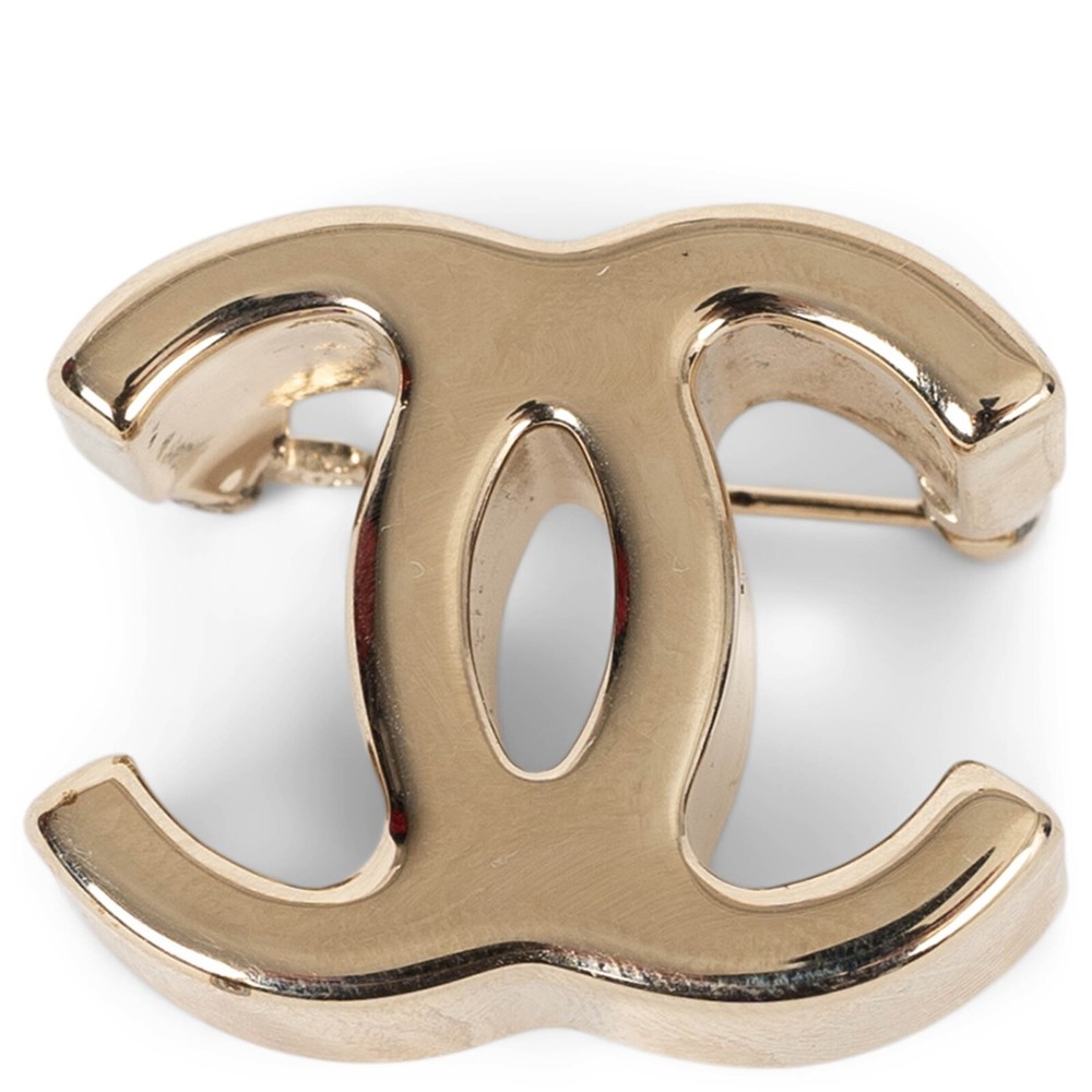 CHANEL 22K Gold Metal CC Brooch 71711 Authentic