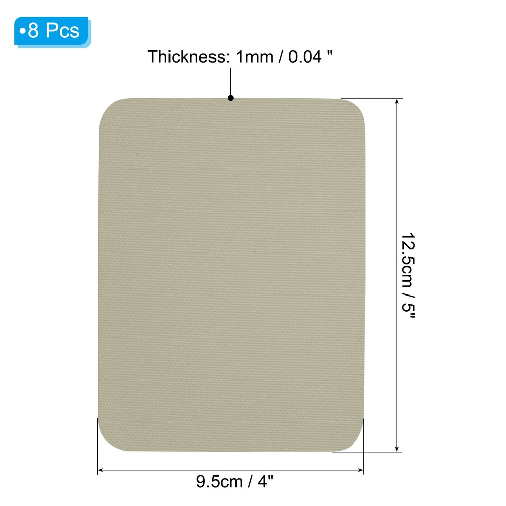 8Pcs 5x4 Inch Khaki Cotton Iron-On Fabric Patches Kit