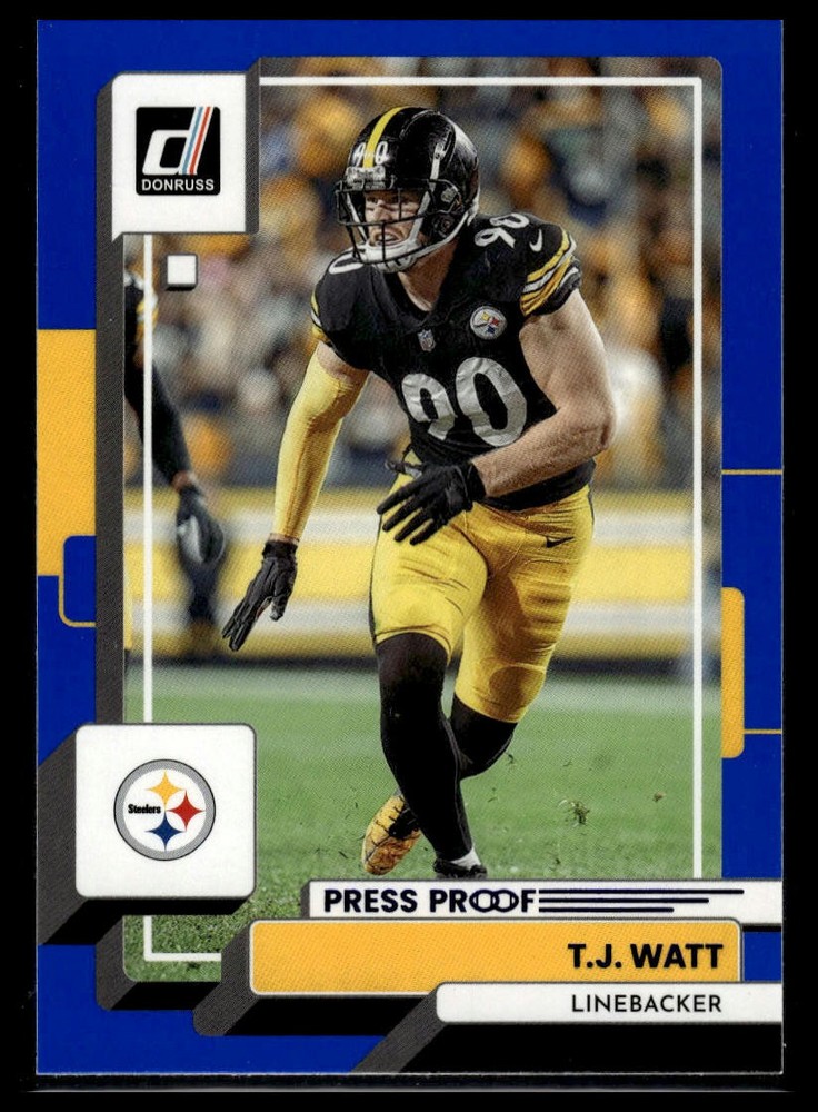 2022 Donruss T.J. Watt Blue Press Proof #221 NFL Collectible Card