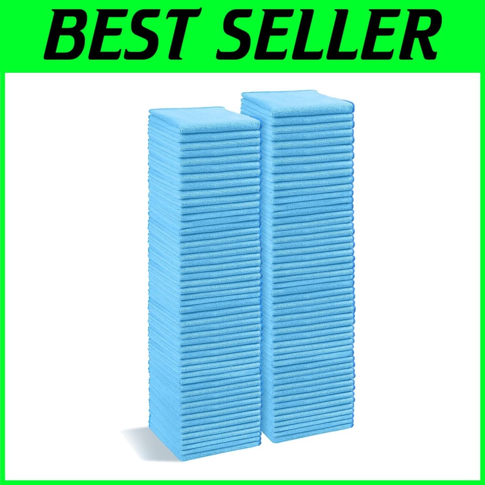 100-Pack Lint-Free Microfiber Cloths for Streak-Free Cleaning - Machine Washable