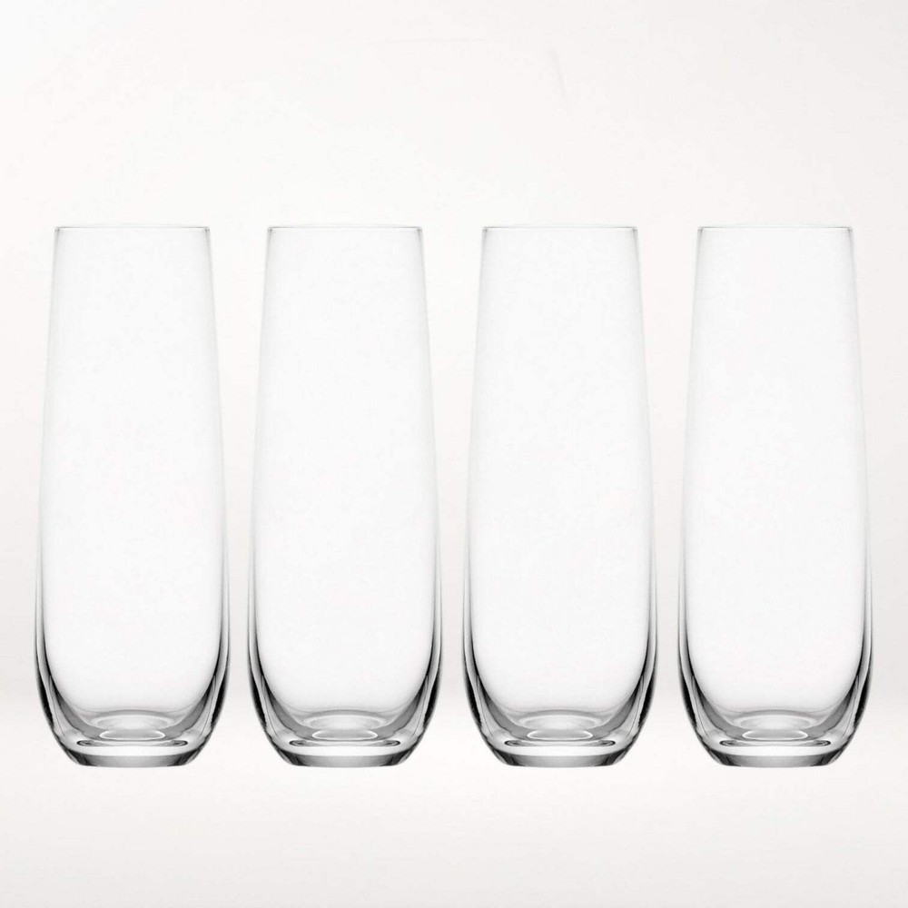 Modern Clear Tapered Champagne Flutes | Set of 4 | Excellent Condition