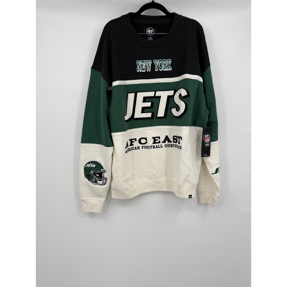 NEW 47 Brand New York Jets NFL AFC East Color Block Sweatshirt XL
