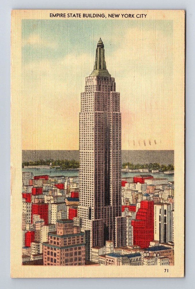 New York City Antique Vintage 1949 Panoramic Empire State Building Postcard NYC Landmark