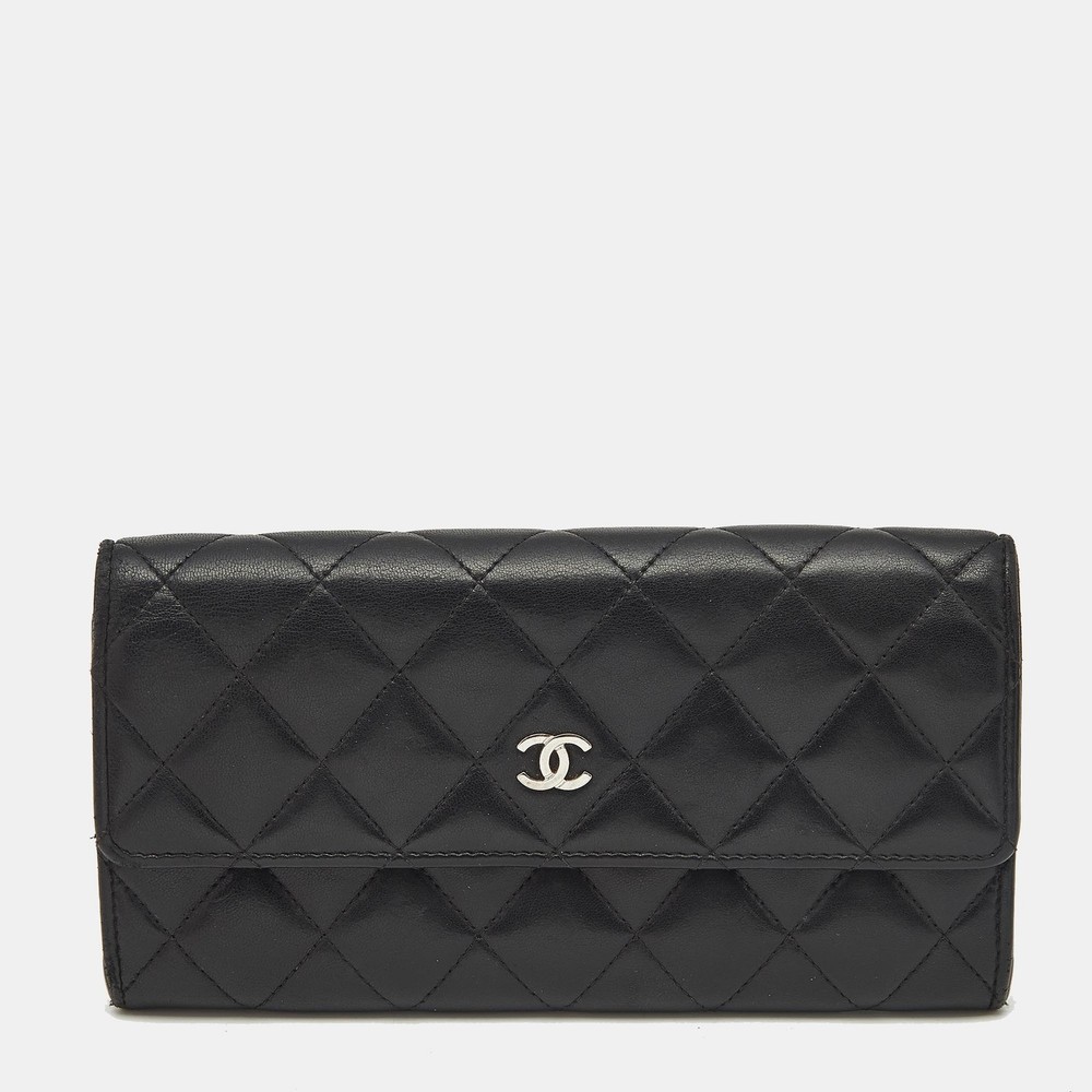 Chanel Black Quilted Leather Classic Flap Continental Wallet