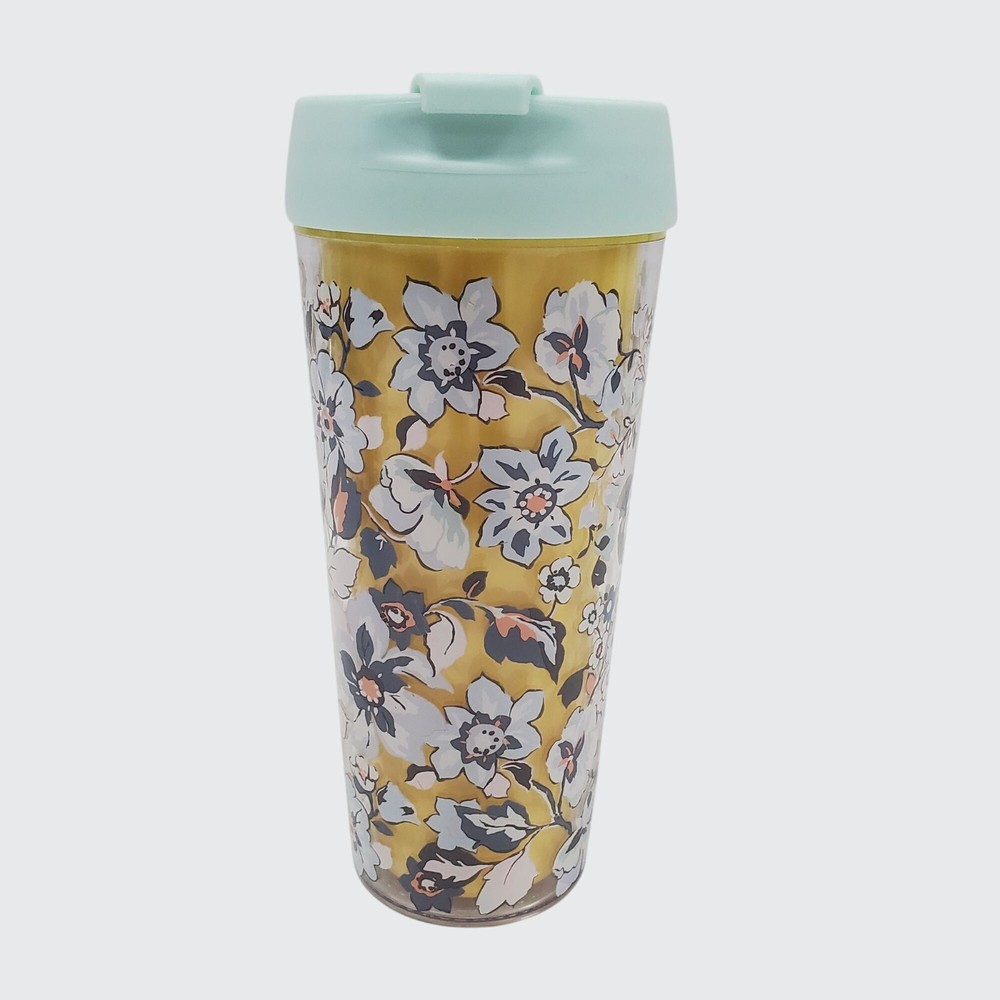 Vera Bradley 16oz BPA-Free Floral Travel Tumbler Sunny Garden Design