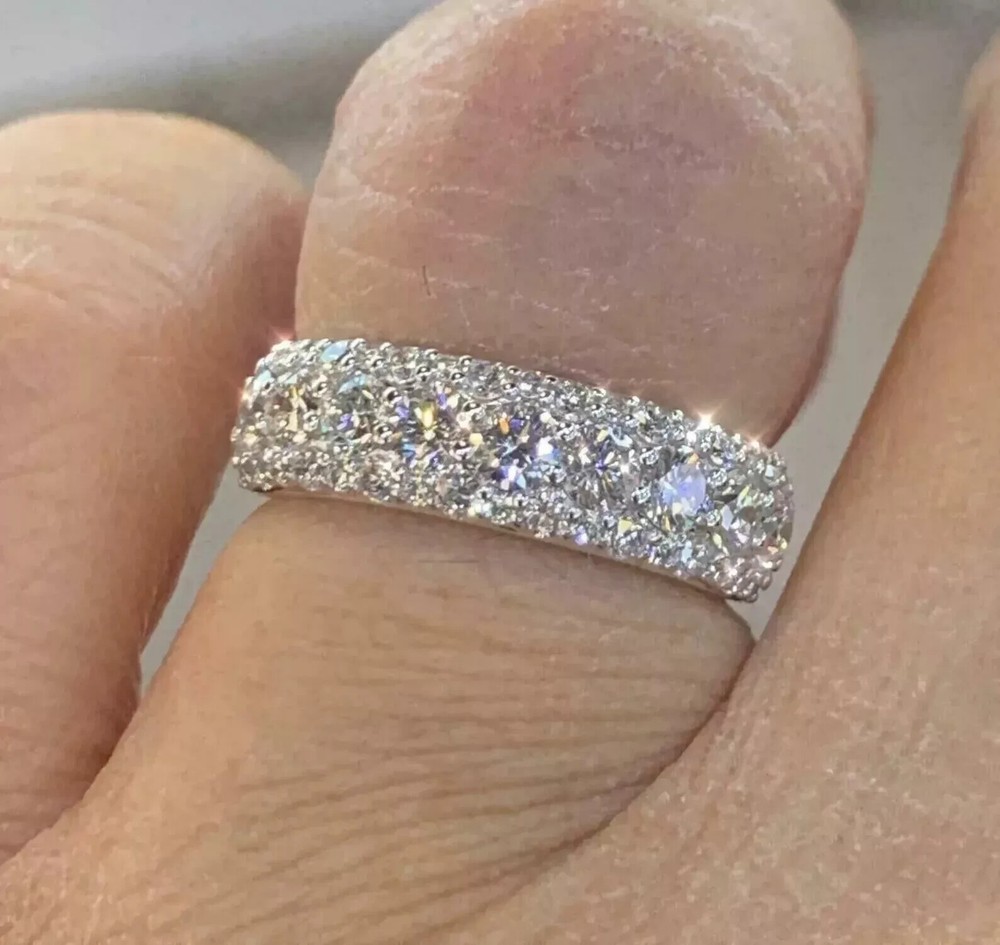 2Ct Round Lab-Grown Diamond Women's Half Eternity Wedding Band in Sterling Silver  