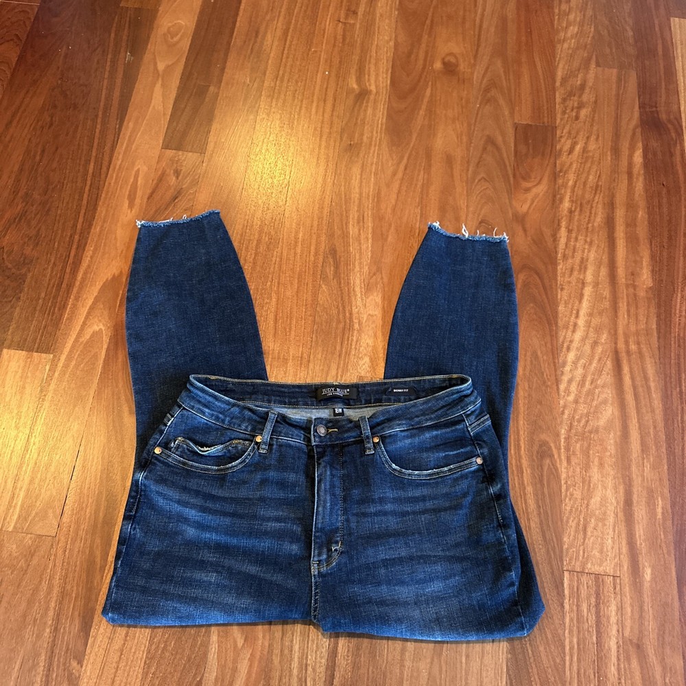 Judy Blue Jeans New 16W Dark Wash Stretch Denim Skinny Fit Classic w/Fray Hem