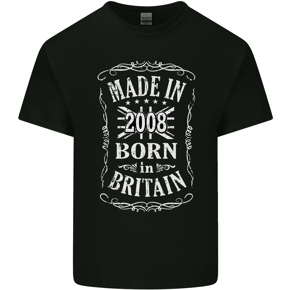 Born In Britain 15th Birthday Made 2008 Mens Cotton T-Shirt Tee Top