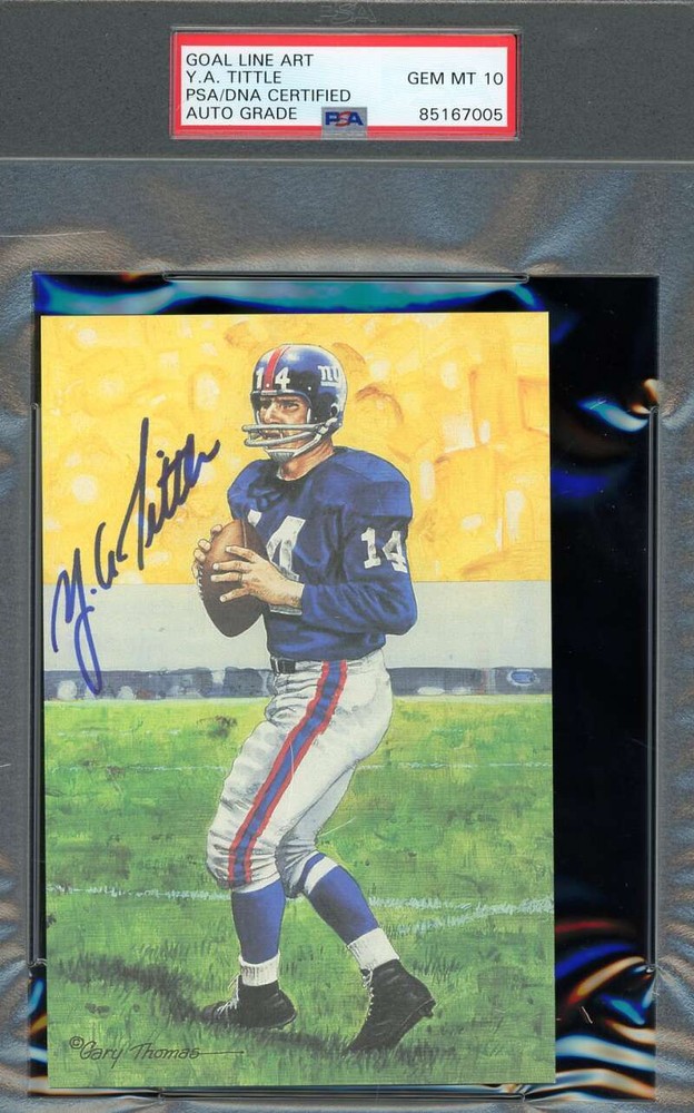 Y.A. Tittle Gem Mint 10 PSA DNA Signed Goal Line Art Card GLAC Autographed