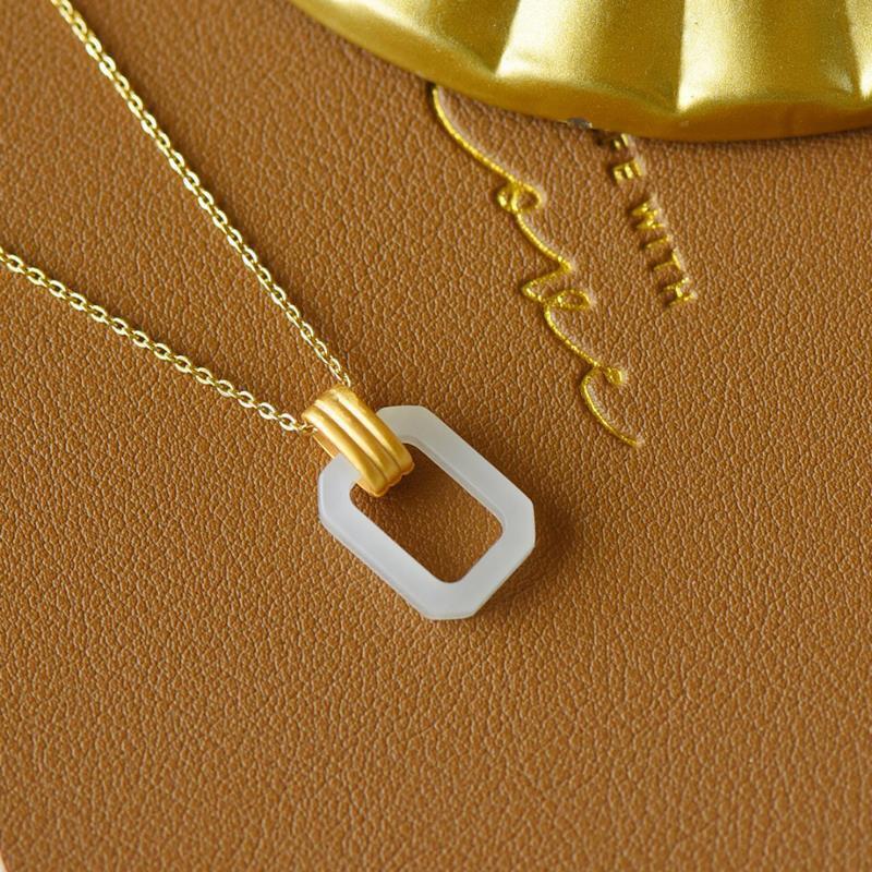 White Jade Pendant Chalcedony Jewelry Natural 925 Silver Amulets Necklace