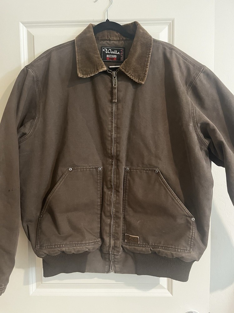 Vintage Walls Blizzard Pruf Dark Brown Duck Canvas Work Jacket XL Tall Quilted