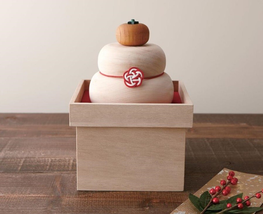 Kagami Mochi Wooden Display Interior New Year Decoration Good Luck Fortune-image