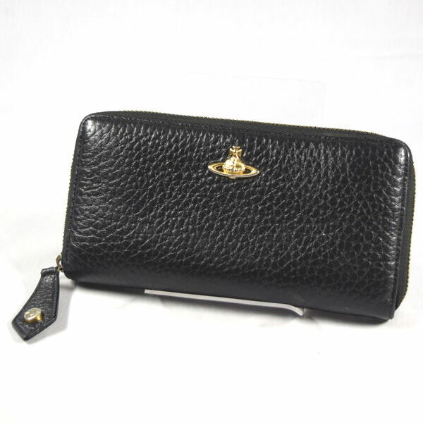 Vivienne Westwood Orb Round Zipper Long Wallet Black Calf Leather Used B Rating