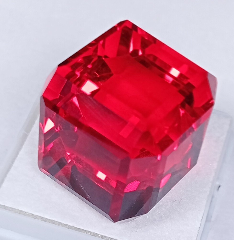 65.55 Ct Rare Lab-Created Ruby Red Cube Cut Loose Gemstone