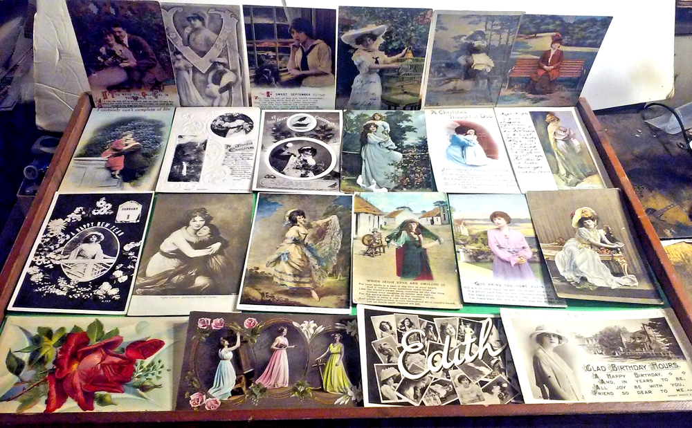 Lot 22 of 1910's Antique Victorian Era Postcards People Women Children & Romance