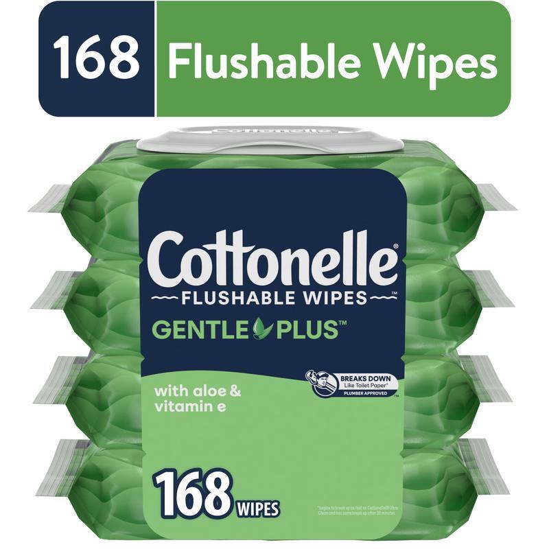 Flushable Wet Wipes 4 Packs Sensitive Skin Care Aloe Vitamin E Sepsis Safe New