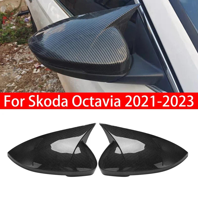 For Skoda Octavia 2021-2023 2x Rearview Side Mirror Cover Wing Cap Trim Add on