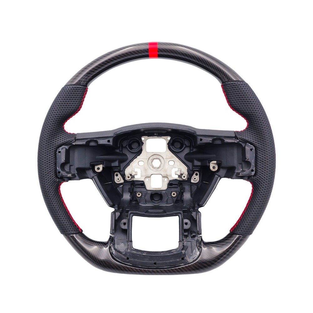 REVESOL Real Carbon Fiber Red Steering Wheel V2 for 2015-2020 Ford F150 & Raptor