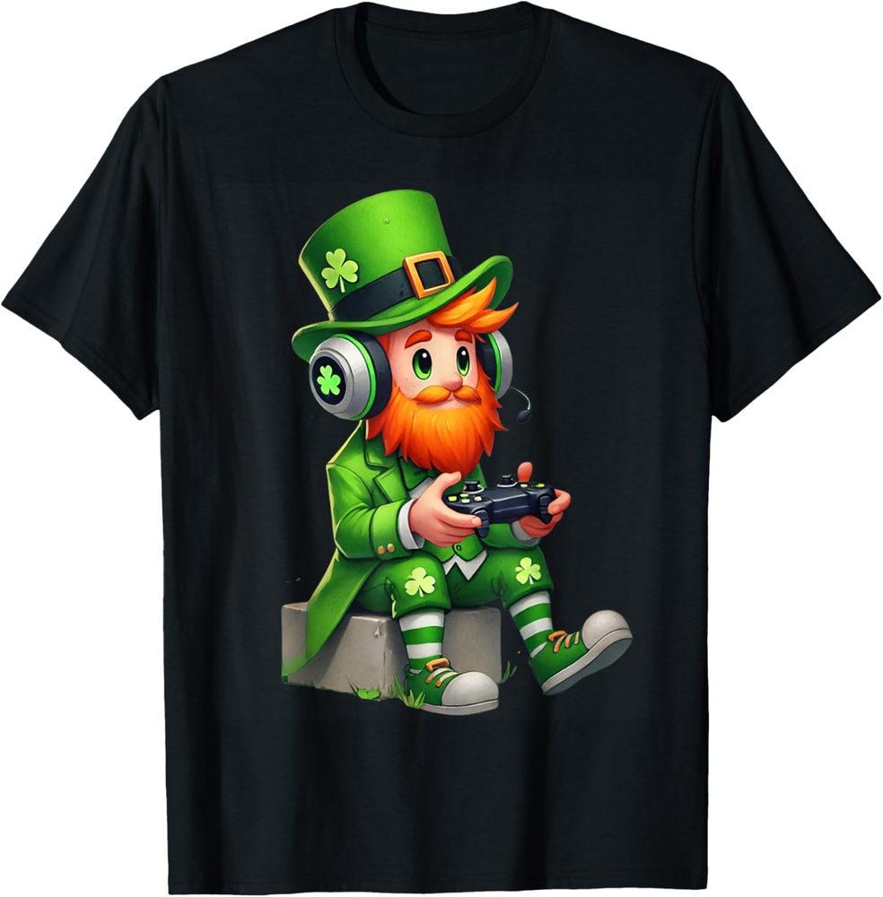 Video Game Leprechaun St Patricks Day Gamer Kids Boys Gaming T Shirt