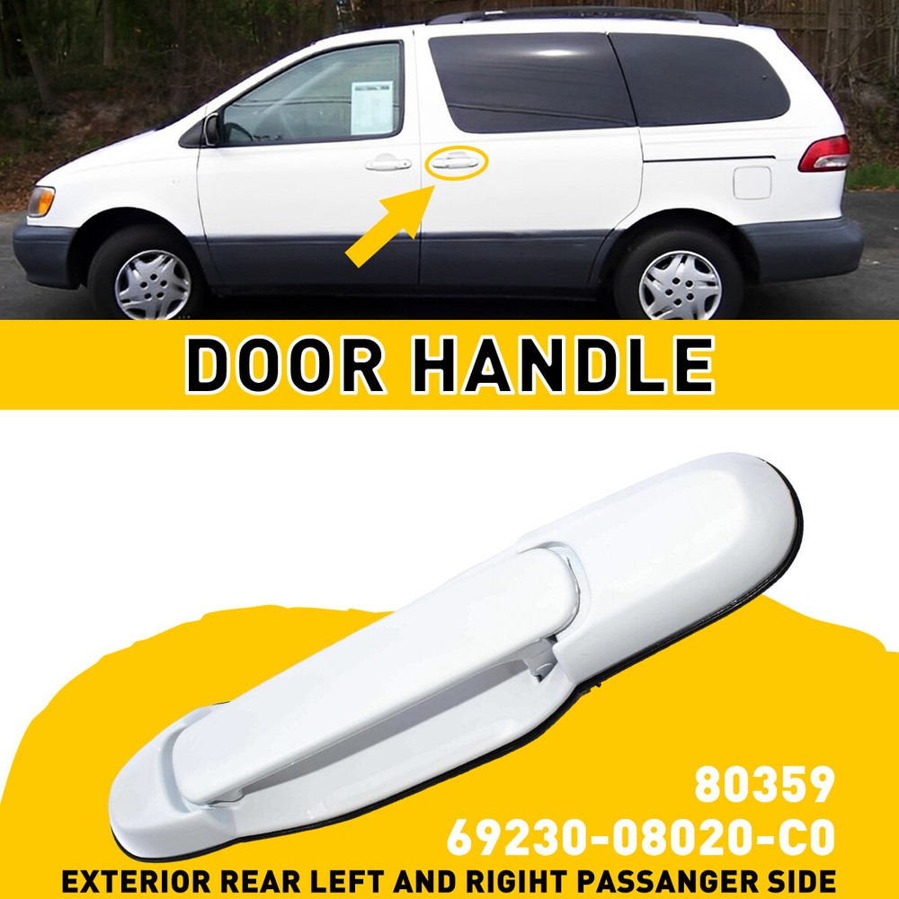 Outside Sliding Door Handle 80357 For 1998-03 Toyota Sienna White Rear TO1310126