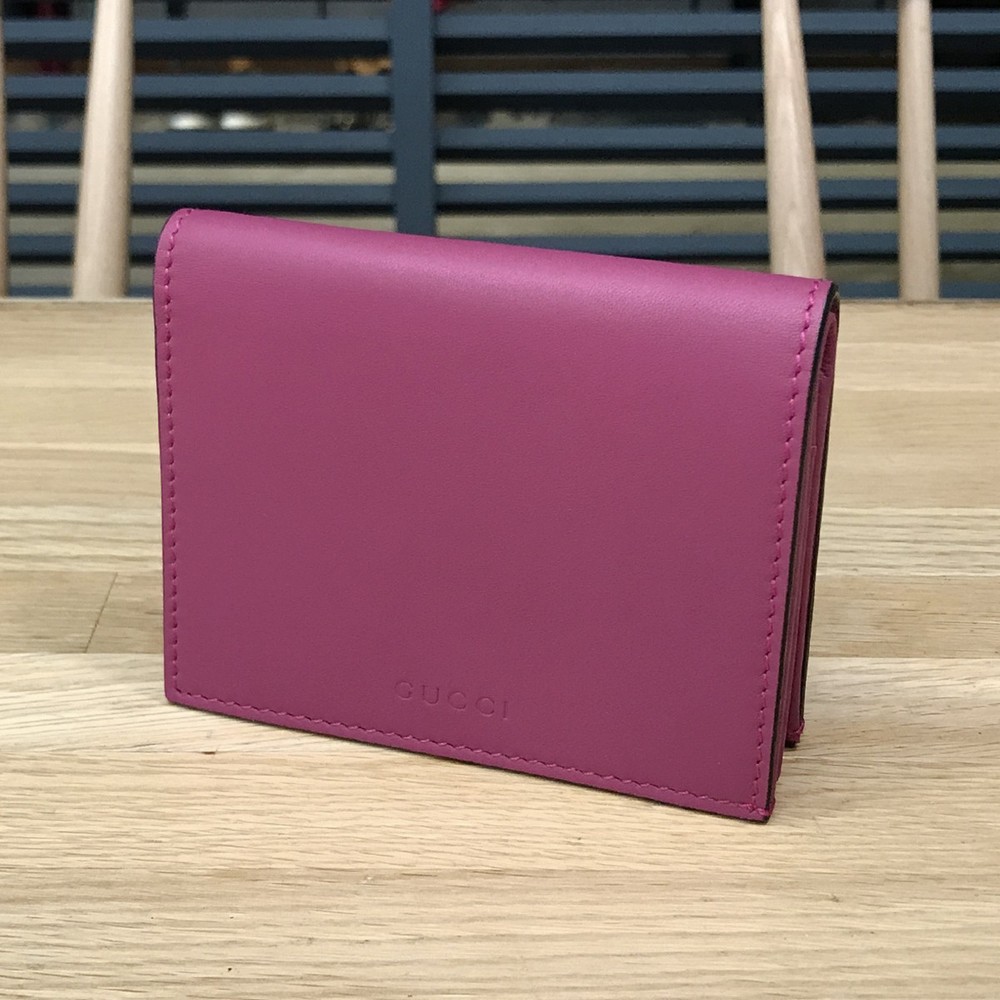 Gucci Pink Leather 2-Fold Compact Wallet Card Case 410120 586398