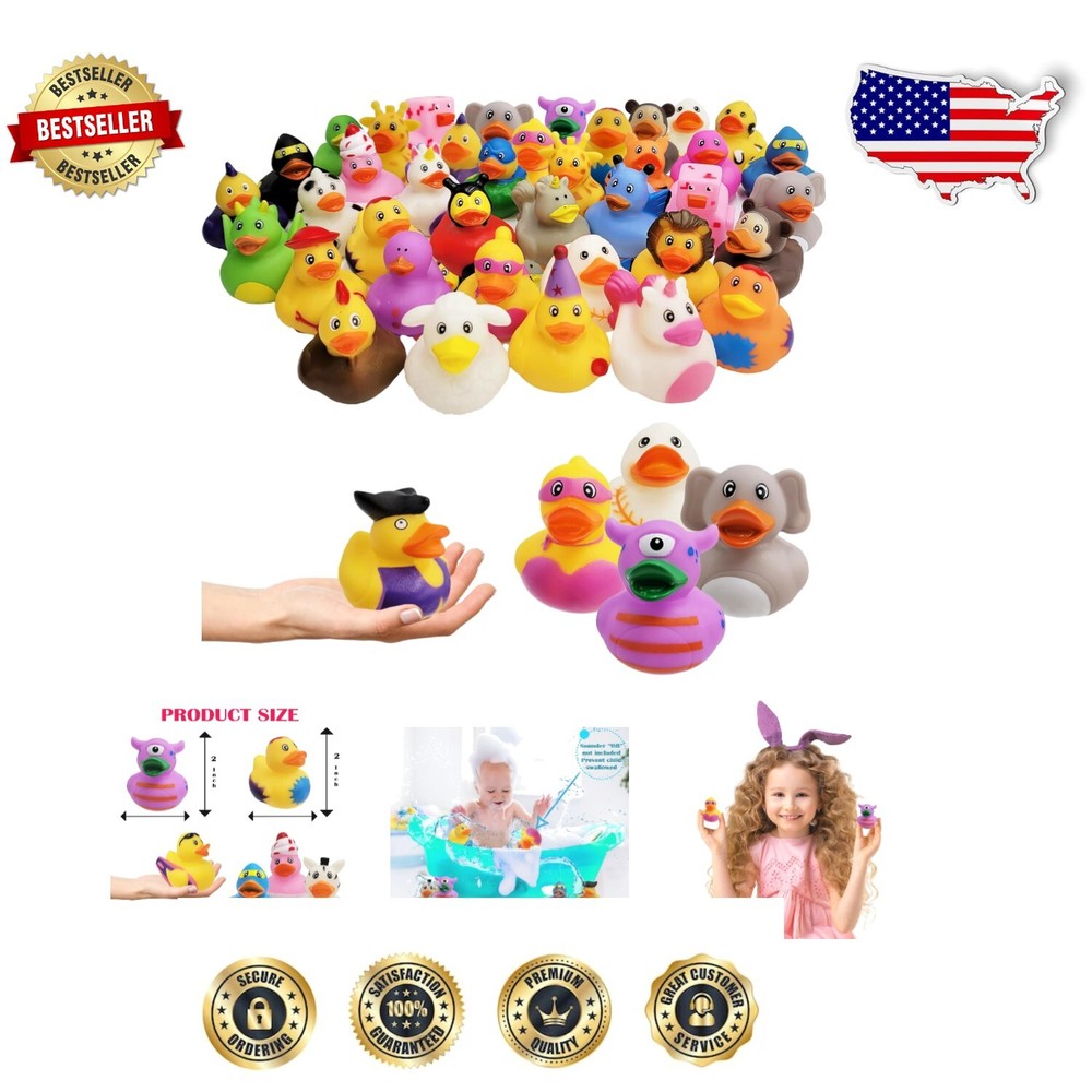 2-Inch Assorted Rubber Ducks - Ideal for Birthday Parties, Pool & Beach Days