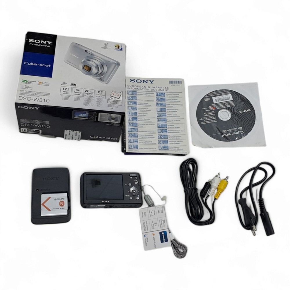 Sony Cyber-shot DSC-W310 12.1MP Black Digital Camera Complete