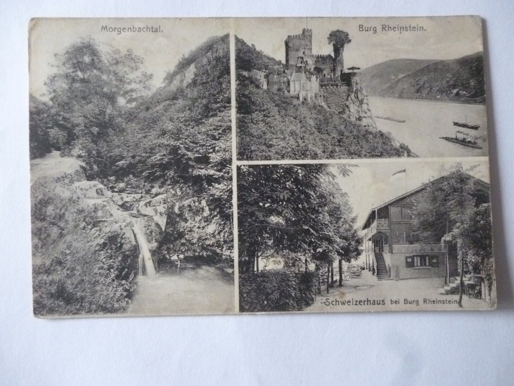 Postcard Morgenbachtal Castle Rheinstein Swiss House 1913 Trechtingshausen