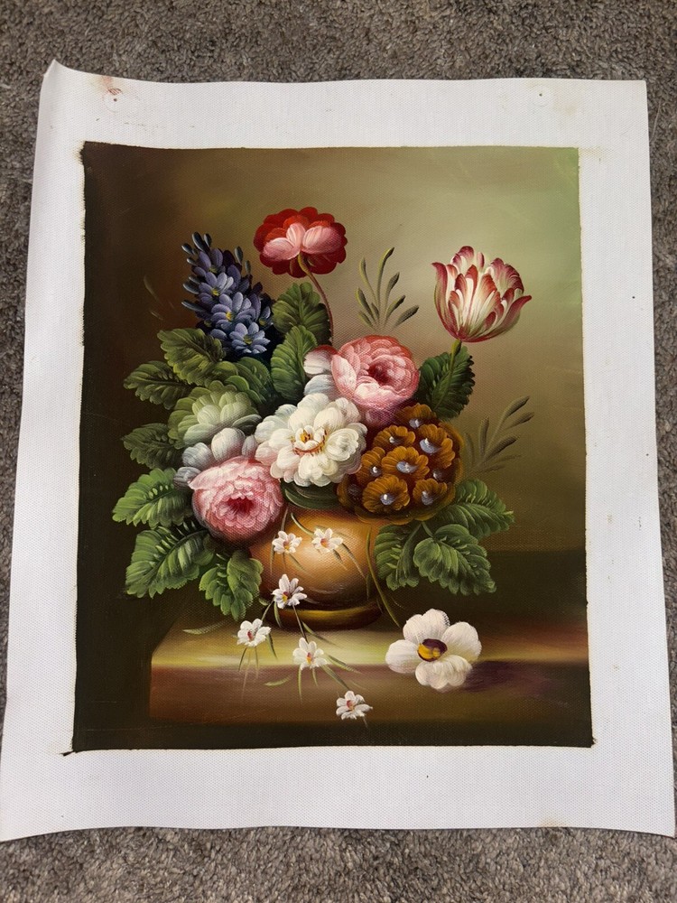 Bouquet Of Flowers Real Oil Painting On Canvas 11”x9”