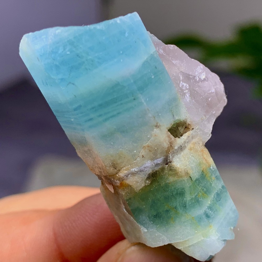 28G Rare!Natural beautiful Prism shaped Aquamarine Raw Crystal Specimen Rough