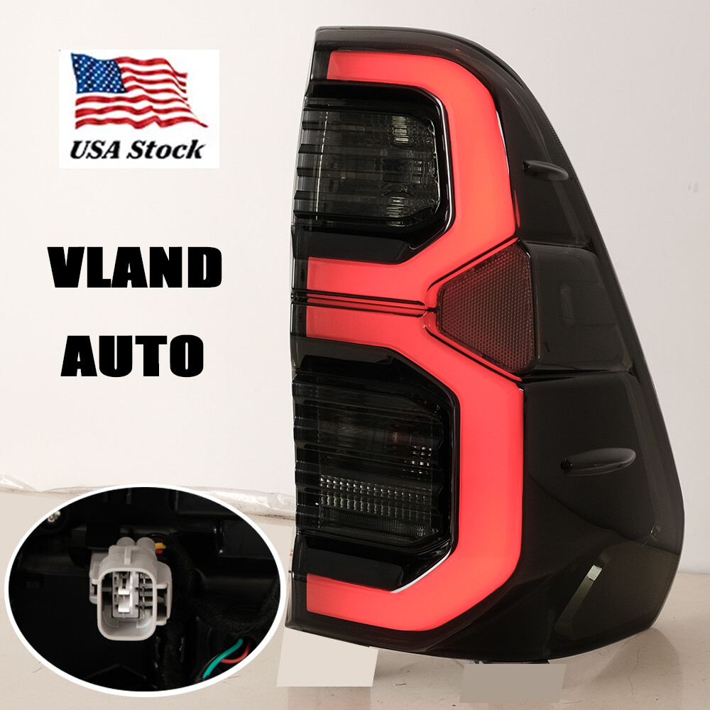 VLAND LED Tail Lights For Toyota Hilux 2015-2020 Smoked Lens Rear Lamps Assembly