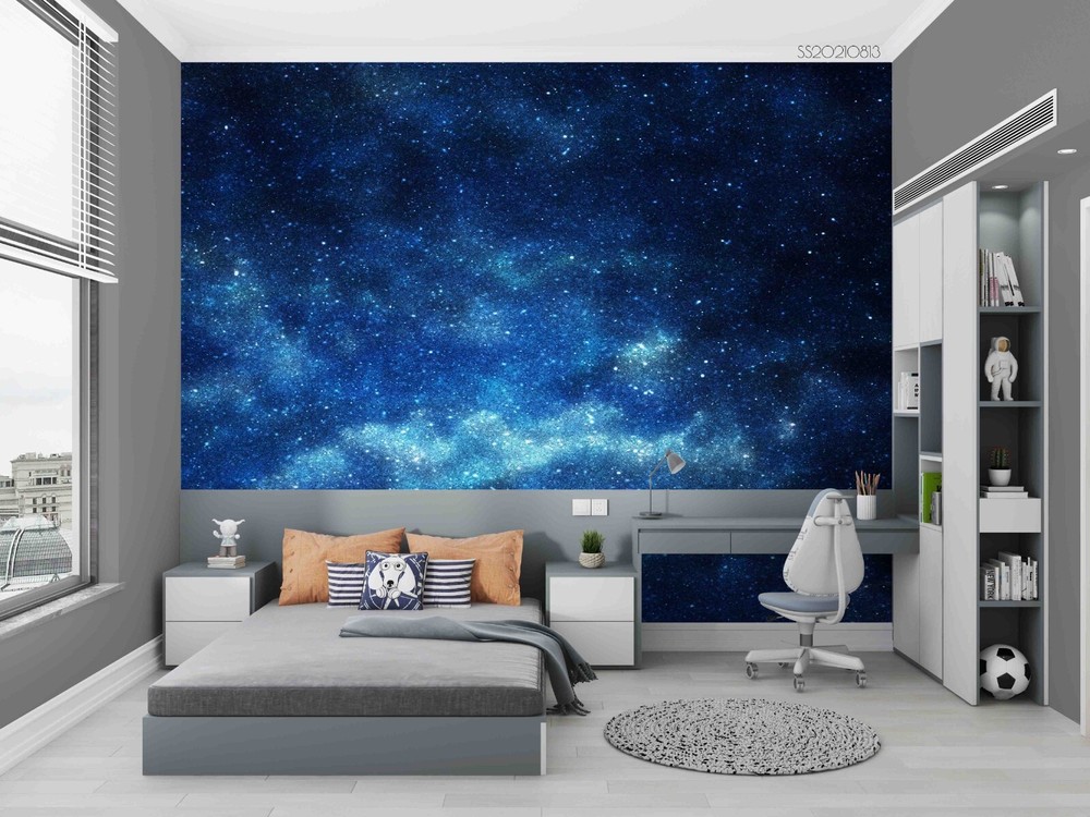 3D Blue Star Sky Wall Murals Wallpaper Murals Wall Sticker