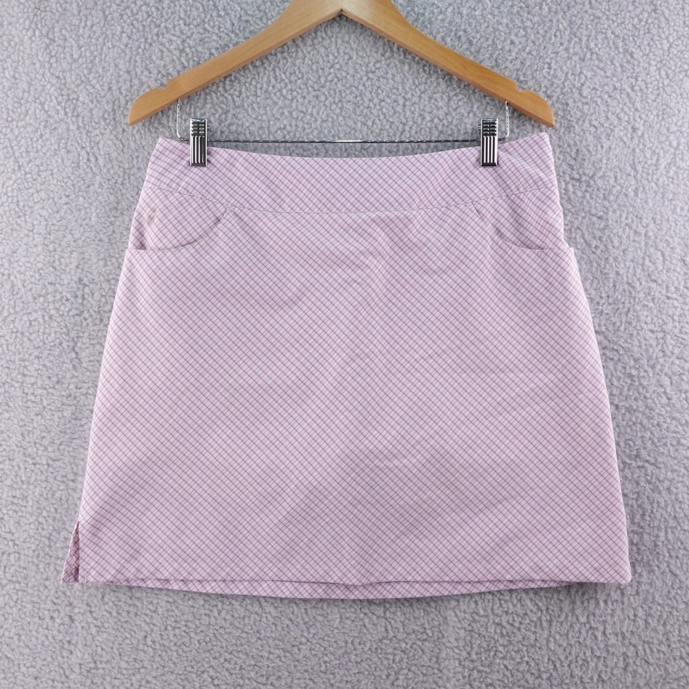 Adidas Womens Skirt Pink Plaid Golf Tennis Athletic Size 8 Performance Stretch