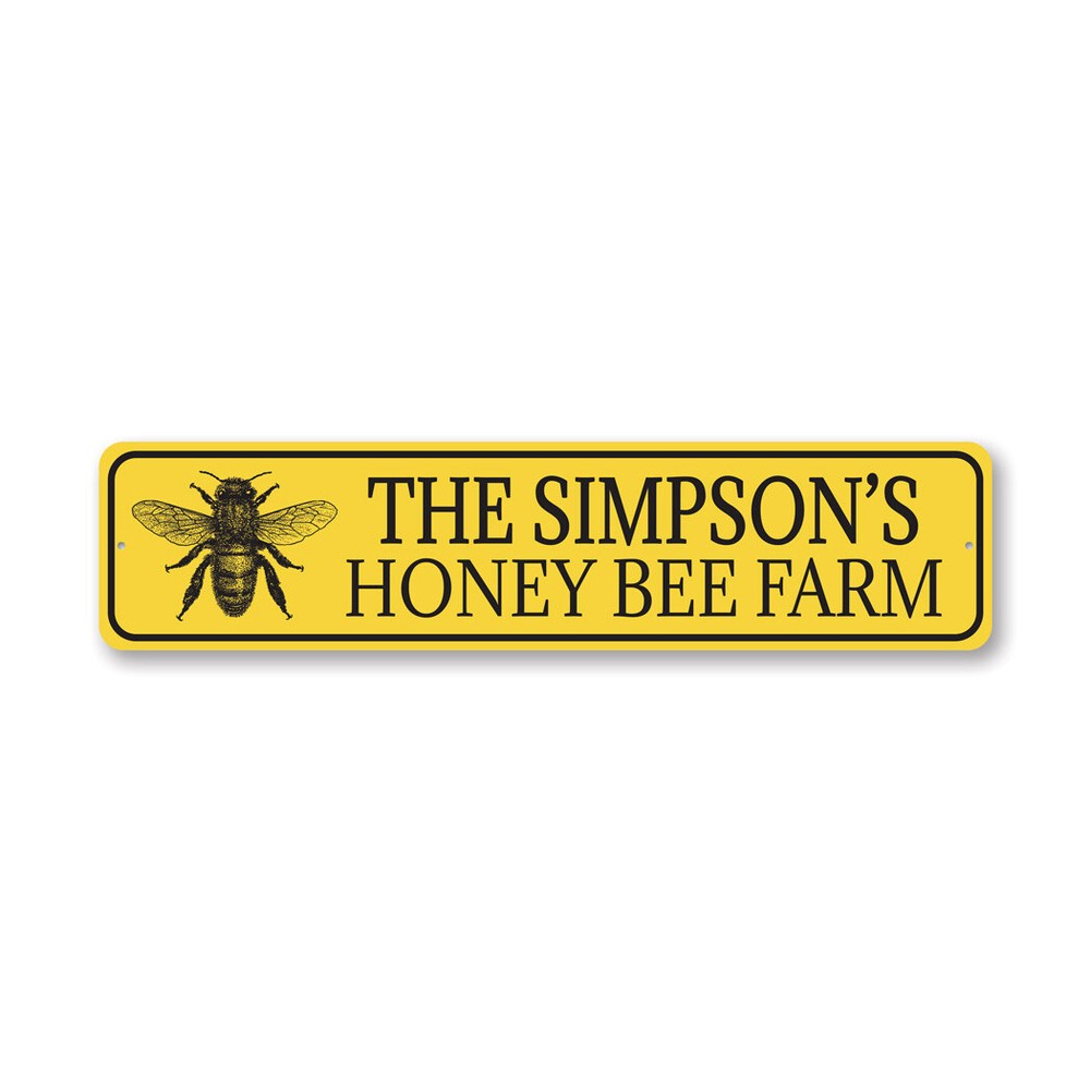 Honey Bee Farm Sign Personalized Family Name Hive Beekeeper Metal Sign