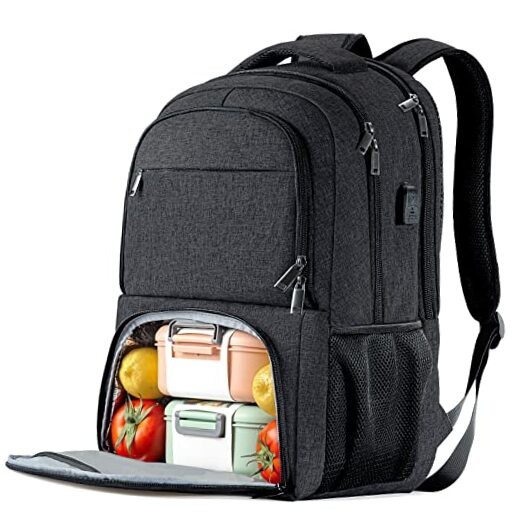 Lunch Backpack, Insulated Cooler Lunch Bag Backpack, Large 17.3 Inch Black