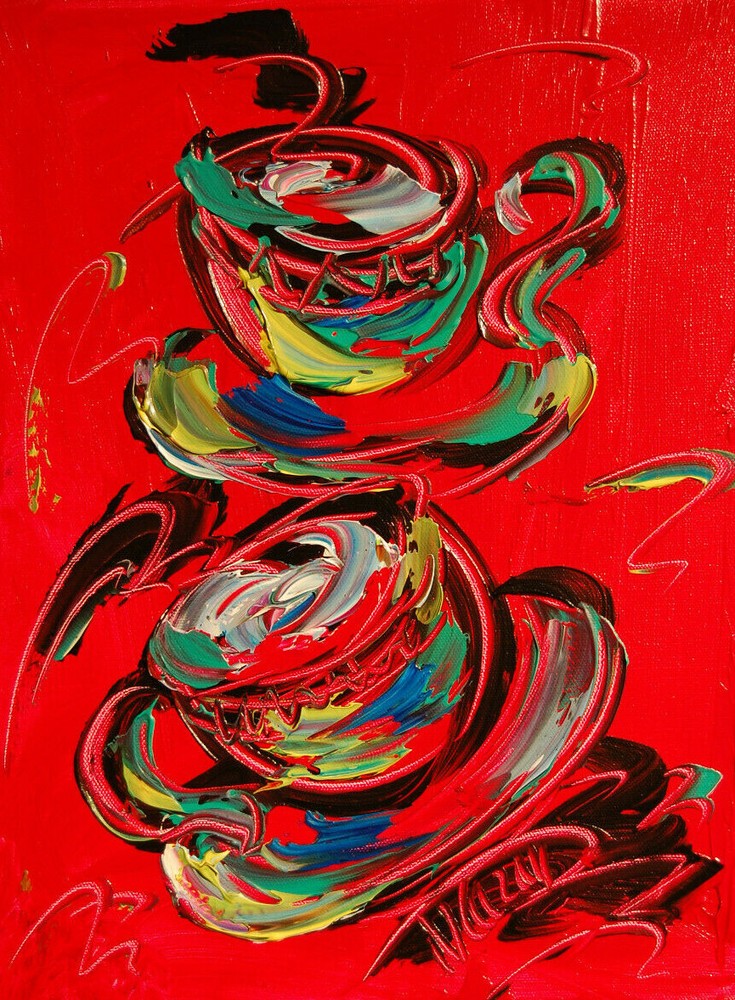 COFFEE  ABSTRACT PAINTING Expressionist MODERN ART  LARGE DECOR WALL 32RgGRG23