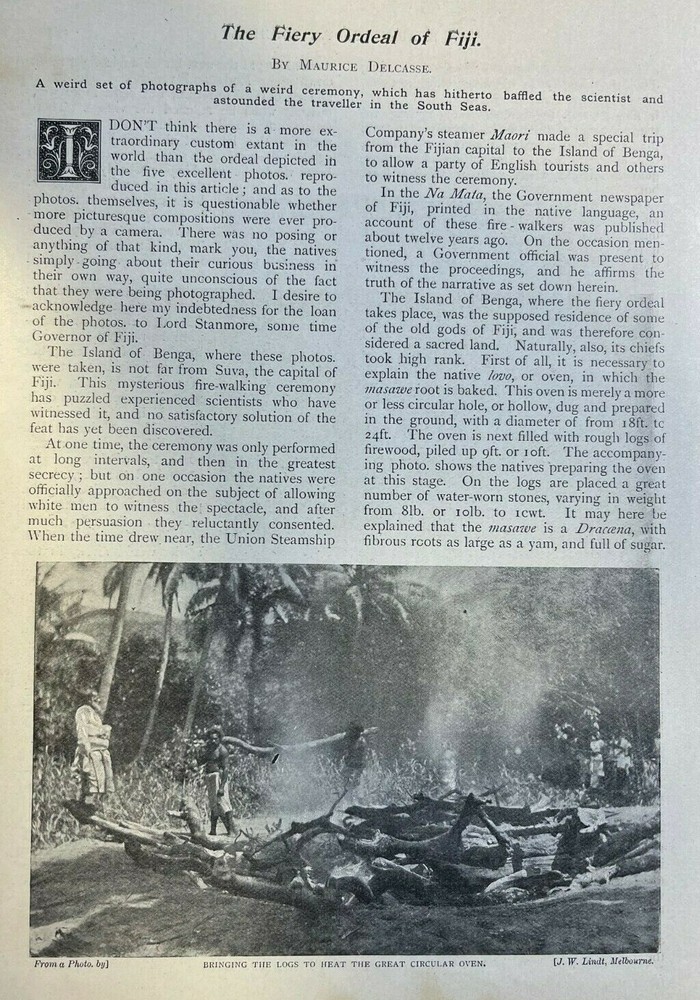 1898 Fiery Ordeal of Fiji Island of Benga  illustrated