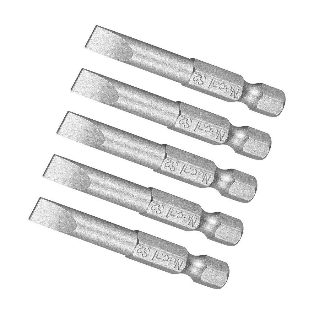 5pcs 2-Inch Magnetic Slotted Screwdriver Bits H1/4 SL6 for Power Tools