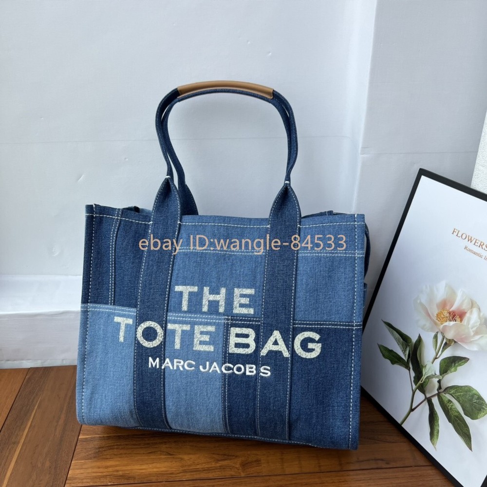 Marc Jacobs Tote Bag Large Shoulder Bag Blue Denim Women's Handbag