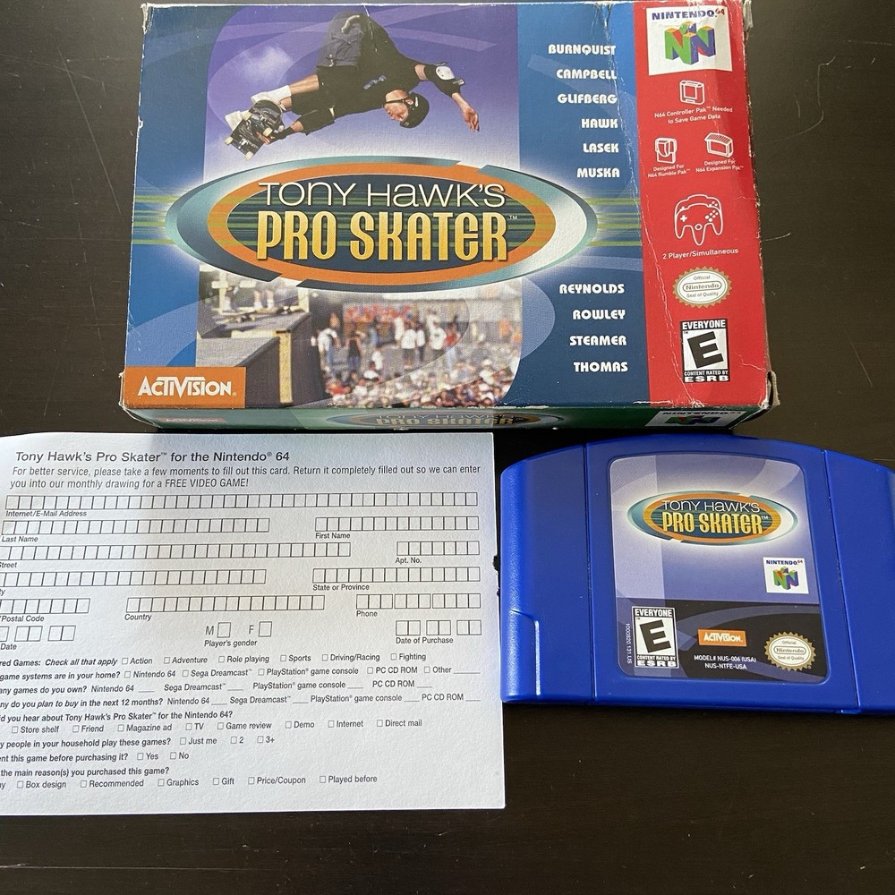 Tony Hawk's Pro Skater Nintendo 64 Authentic Cartridge with Box Tested Works