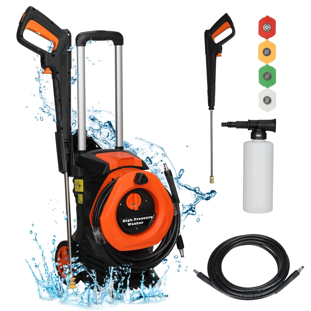 Electric Pressure Washer 3380 PSI Max 2 GPM Portable Power Washer with 4 Quick C