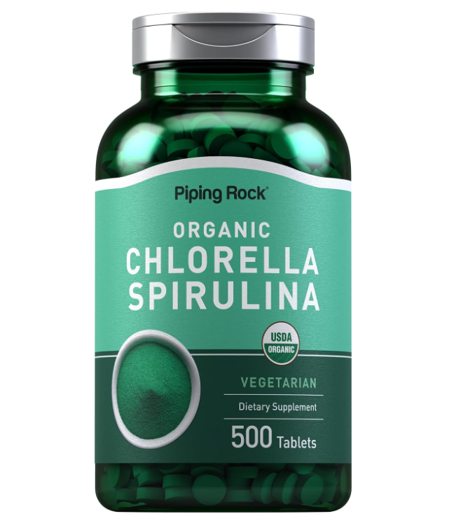 Organic Chlorella Spirulina 500 Vegetarian Tablets Non-GMO Gluten Free