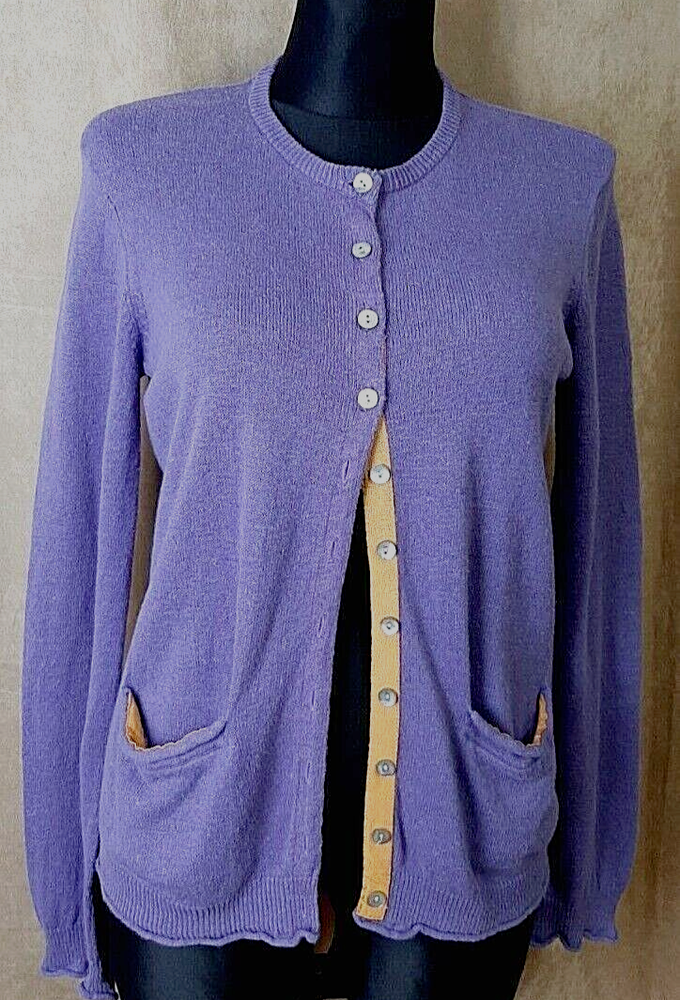 GUDRUN SJODEN cardigan Linen cotton blend women's M button up sweater lagenlook6