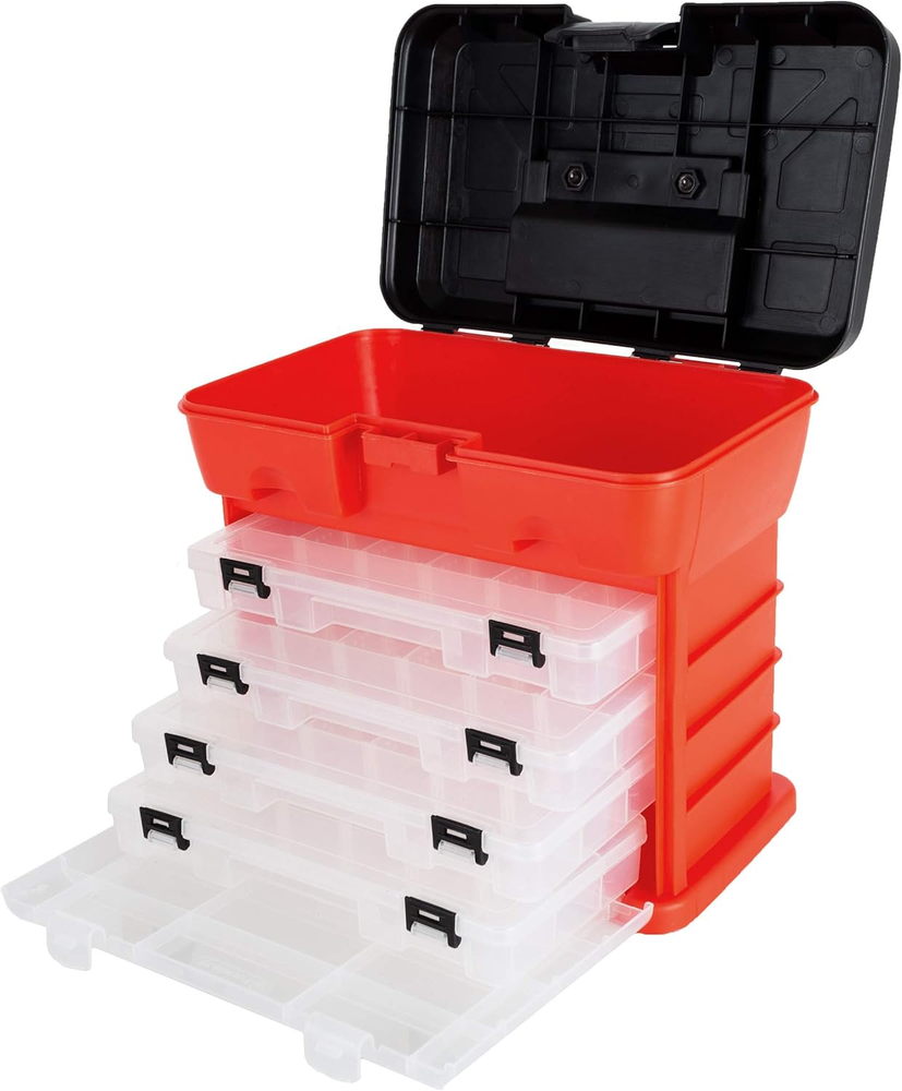Storage Tool Box - Portable Multipurpose Organizer with Main Top Compartment and