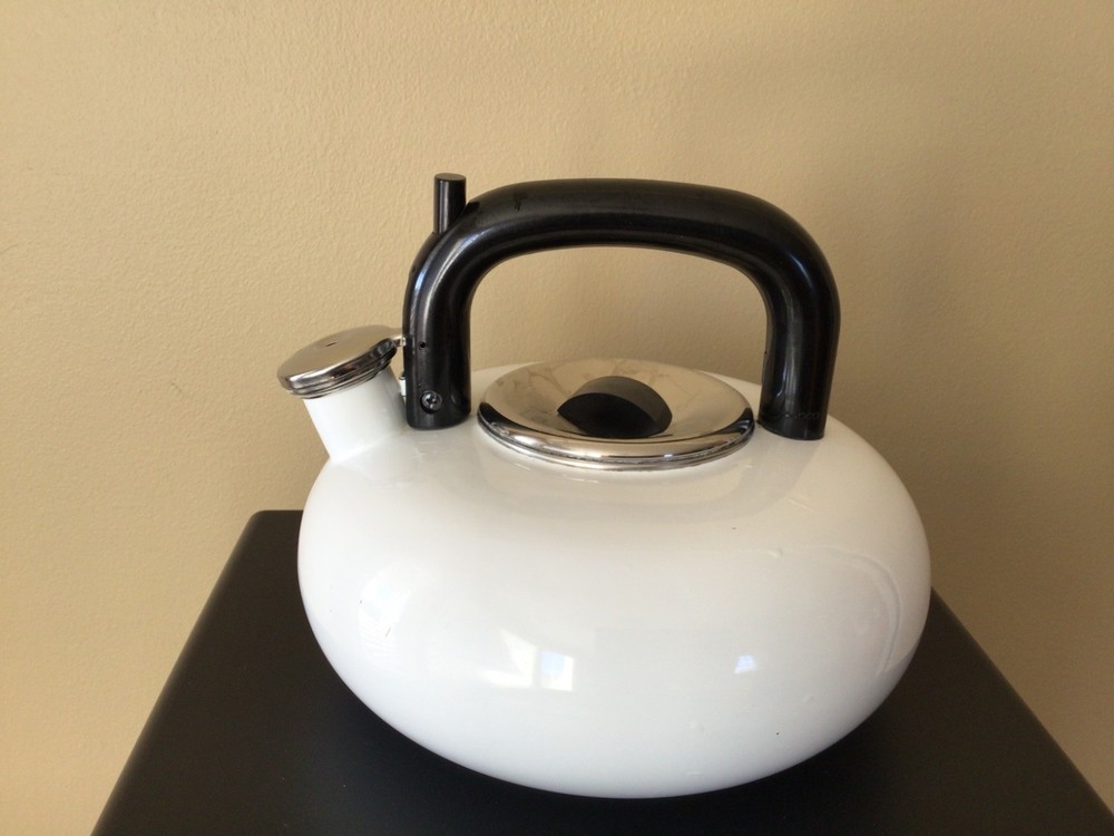 Sam Lebowitz Copco Engine Enamel Whistling Tea Kettle & Lid Vintage Japan