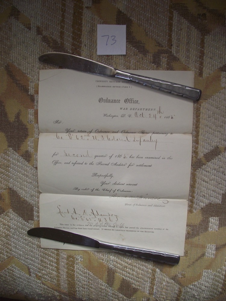 Civil War 1865 62nd Missouri volunteers document
